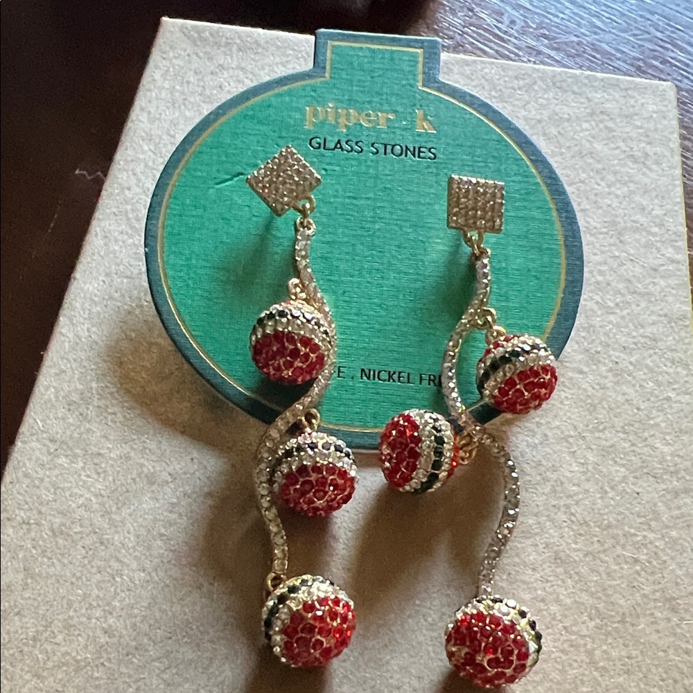 Piper Gold-Tone Red and Black Crystal Drop Earrings